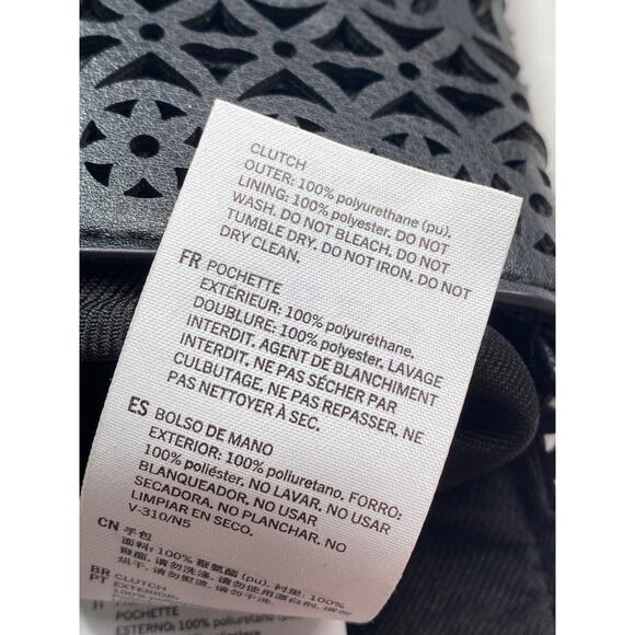 Aldo Crossbody Bag Black Envelope Floral Laser Cut Out Design Gold Chain Strap - Picture 8 of 11